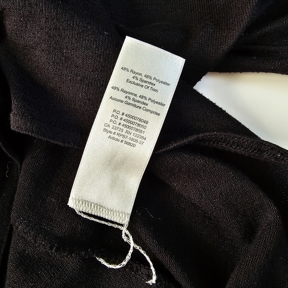 Aritzia Wilfred Free S Elegant Black V-Neck Women's 3/4 sleeve Top - Picture 5 of 5